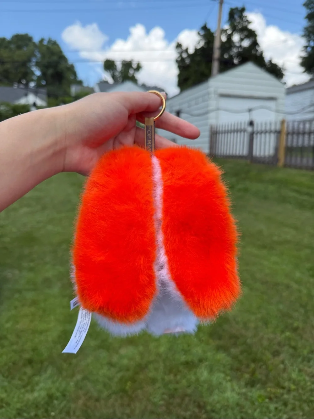 Orange Labubu Bunny Monster Plush Pet Toy with Faux Fur Keychain Not PopMart